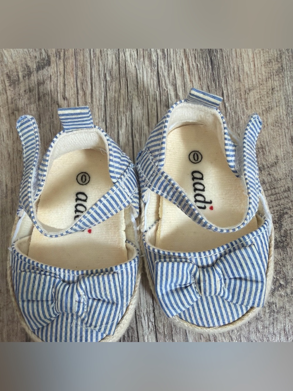 Blue & White Striped Baby Walker Shoes with Bow